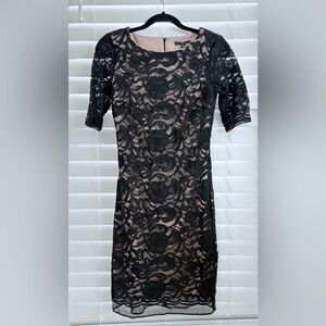 Size 6 R&K dress. Under slip in nude with sleeved lace overlay